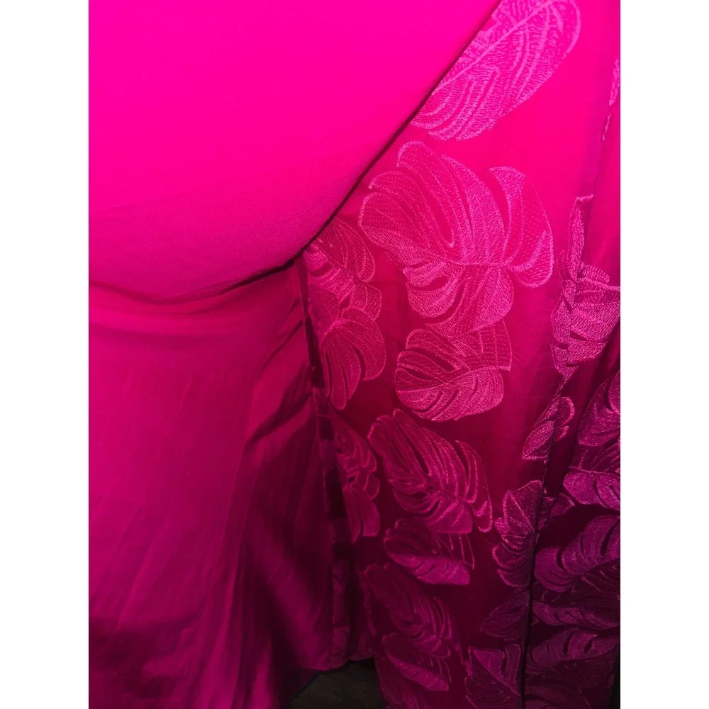 Hutch Anthropologie Tropical Leaf Ruffle Maxi Dress Cruise Large Summer A6